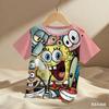 Summer Children's SpongeBob 3D Print Pattern T-shirt for Teenage Boys and Girls - Casual Short-Sleeved Shirt
