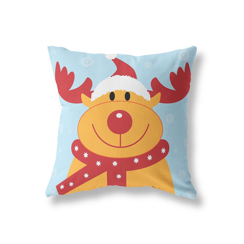 Christmas Theme Snowman Reindeer Print Pattern Cushion Cover Home Living Room Sofa Decoration Square Pillow Pillow Cover