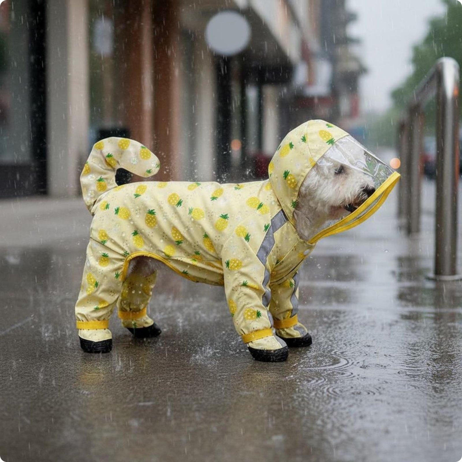 Full Body Dog Raincoat Easy to Clean Leash Hole Dog Raincoat Pet Clothing Quick Dry Reflective Strips for Small Dogs