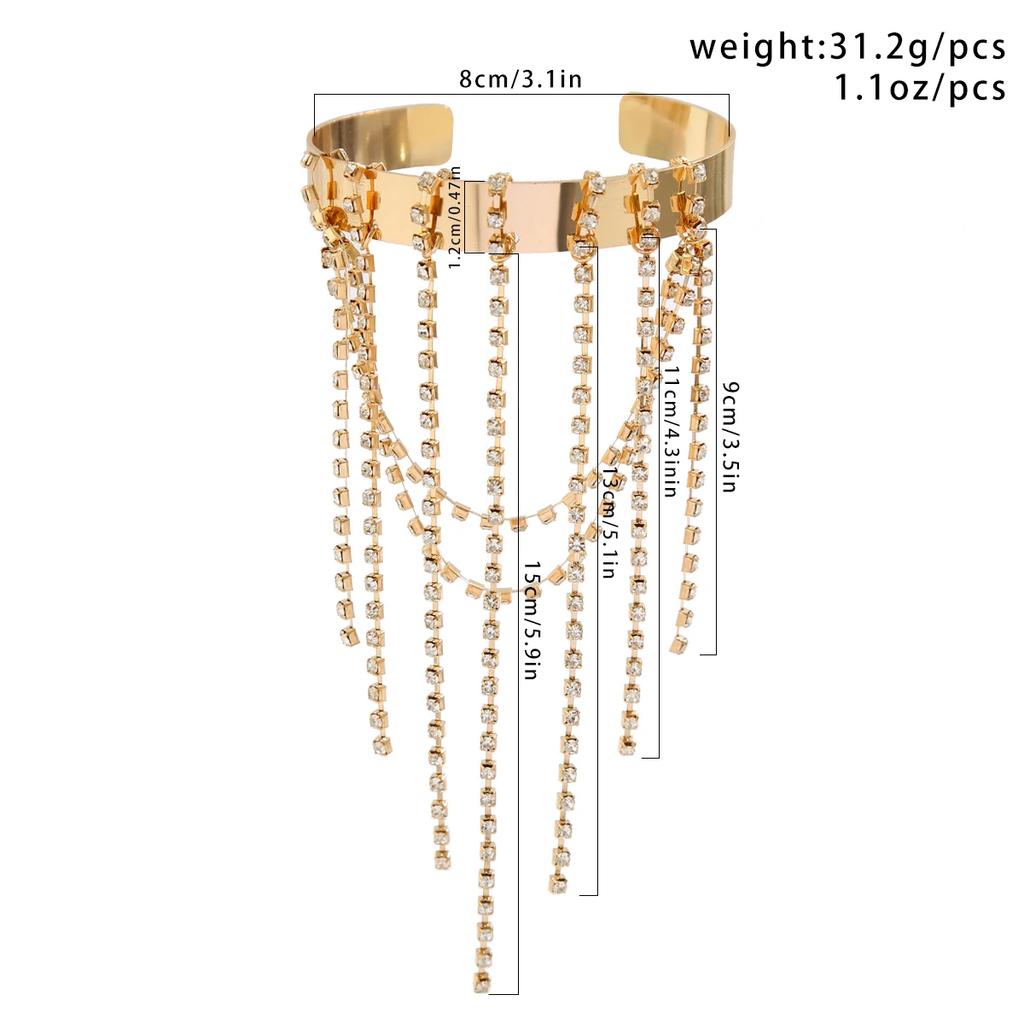 New Creative Retro Multilayer Rhinestone Tassel Link Pendant Upper Arm Bracelet for Women Wed Open Cuff Bangles Jewelry New