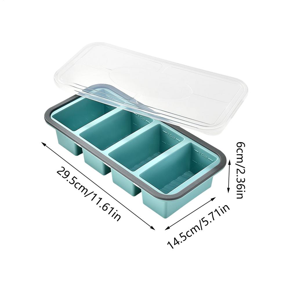 

Silicone Molds Giant Storage For Food Meal Sauce With Lid Silicone Freezer Trays Extra Large Soup Ice 4 Cubes Tray Food Freezing синій