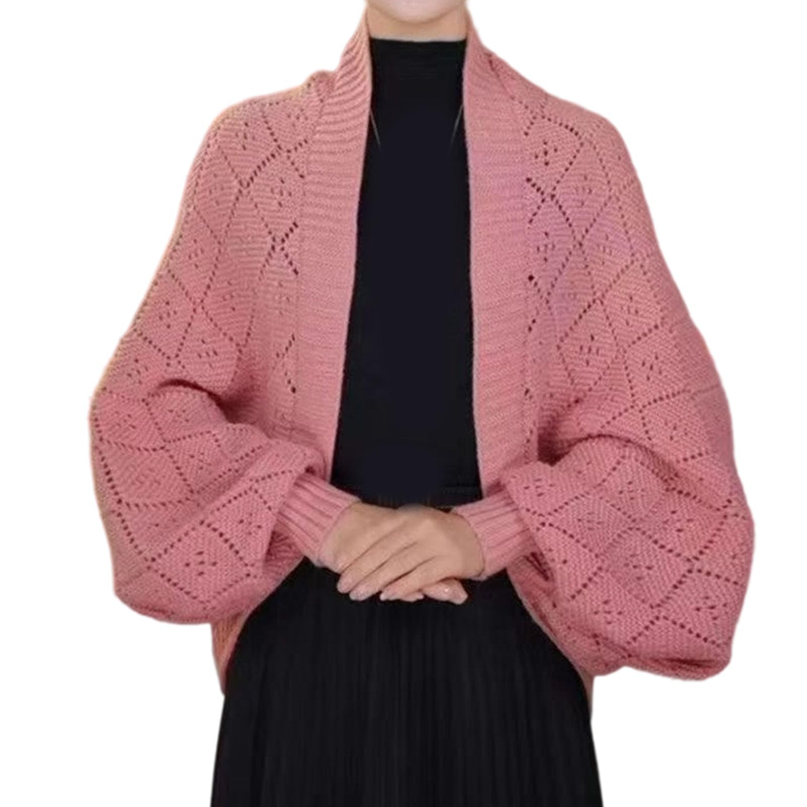 

Женский свободный удобный повседневный модный теплый и элегантный кардиган, накинутый как шаль One Size розовый