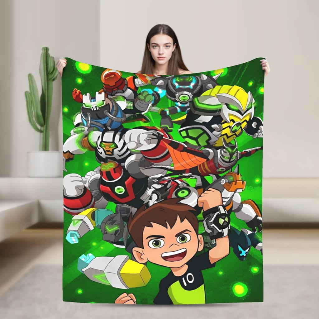 Ben 10 Omnitrix Unleashed Flannel Blankets  Warm Soft Bedding Throws for Couch Bed Picnic Aesthetic Bedspread Sofa Bed Cover
