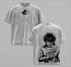 Fushiguro Megumi Anime T Shirt Jujutsu Kaisen Y2k Washed Cotton T-shirt For Men's Clothing Summer Casual Short Sleeve Tees Tops