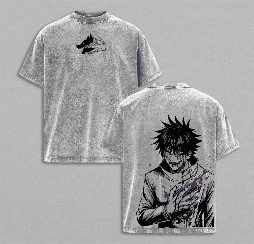 Fushiguro Megumi Anime T Shirt Jujutsu Kaisen Y2k Washed Cotton T-shirt For Men's Clothing Summer Casual Short Sleeve Tees Tops