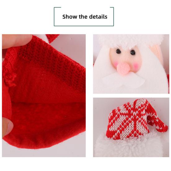 Christmas Doll Knitted Candy Bag Reusable Drawstring Gift Bag Santa Claus Snowman Shape Holiday Party Favor Bag