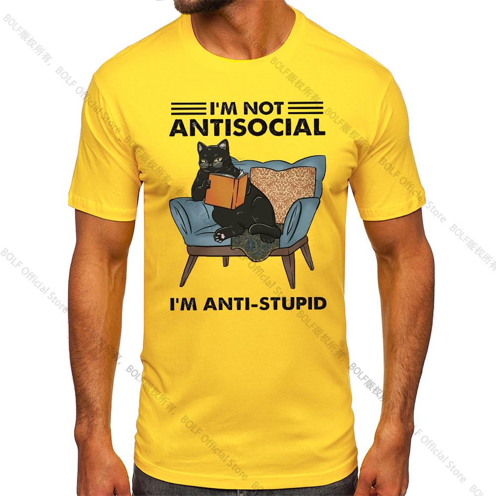 I Am Not Anti Social Printed Men's Vintage T-Shirt 100% Cotton Oversized Funny Graphic Tees for Men Summer Tops