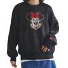 [Lafuku] Disney Mickey Mouse or Minnie Mouse Jacquard Knit Pullover, Long Sleeve, Black (Minnie Mouse), Size M