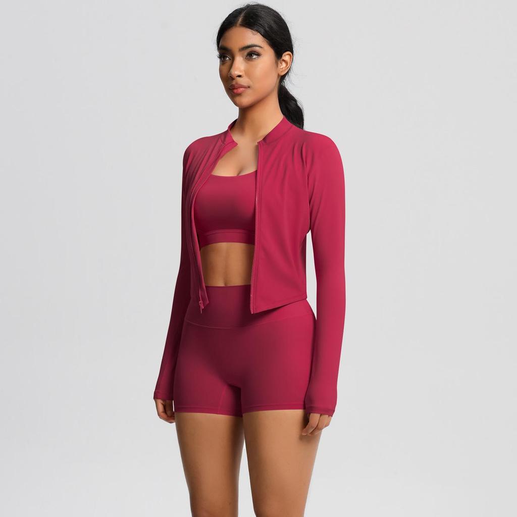 Women's 3-Piece Cloud-Feel Yoga Set: Tight Shorts, Shockproof Vest & Running Jacket