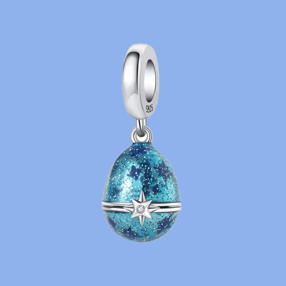 Pendant Charm Bead Copper Blue Stars Easter Egg Beads Fit Original Bracelet For Jewelry Making Valentine'S Day Gift