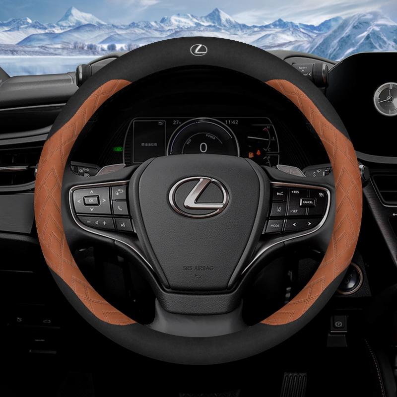 

Car Anti-Slip Suede Steering Wheel Cover For Lexus F Sport RX300 LS500h GS300 IS300 CT200h NX300 UX300 LX570 ES200 ES300 GX460 помаранчевий