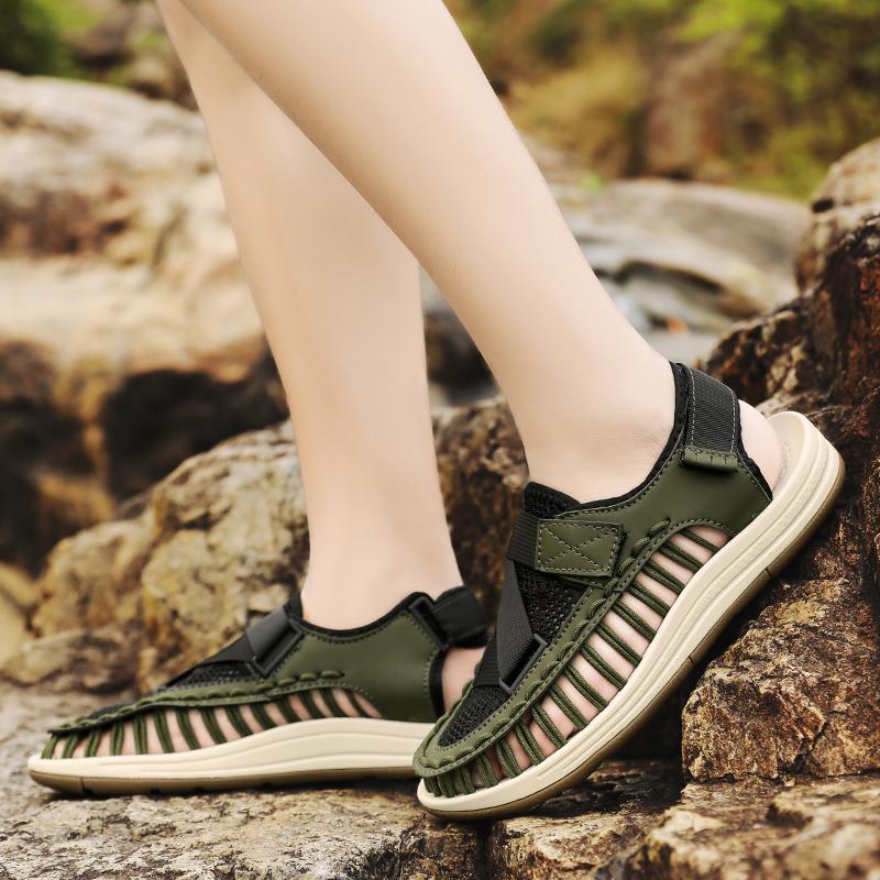 Fashion Breathable Fashion Casual Flats Bottom Male Sandals Sneakers Men's Sport Closed Toe Sandals Summer Outdoors Hiking Mesh Shoes