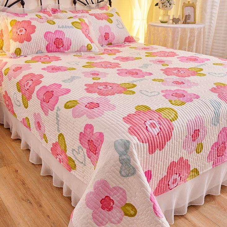 New Washed Cotton Bed Cover Four Season Universal Thick Bed Sheet Single Piece Bed Skirt Bed