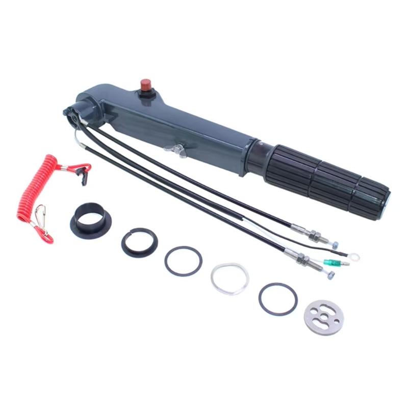 

Outboard Engine Control Arm Assembly 63V-42111-01-4D for 9.9HP 15HP 13.5HP F6 F8 F9.9 Handle Steering Assy with Bushing 1