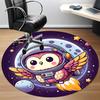 1pc Owl Astronaut Office Round Area Rug, Under Office Chairs Bedroom Living Room Home Decor, Room Deco, Available in Various Sizes L1024310