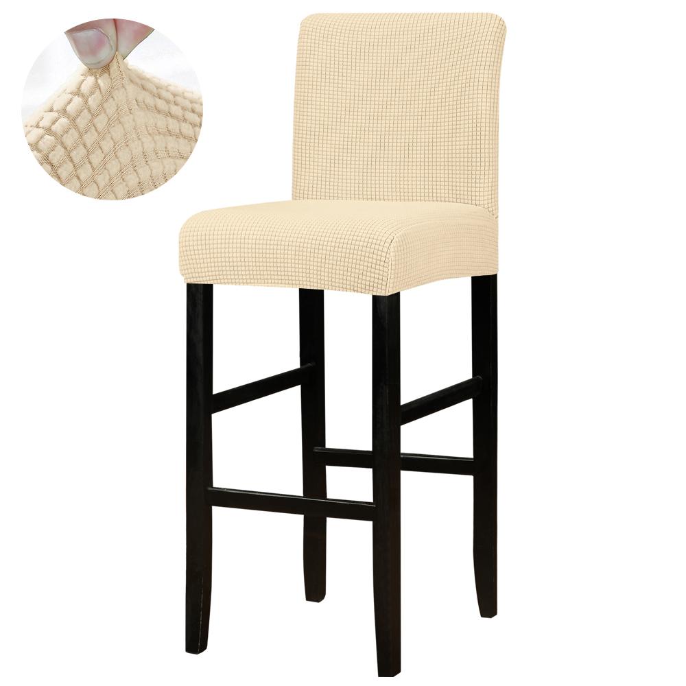 Solid Bar Chair Cover Short Back Bar Stool Slipcover For Hotel Banquet Dining Room Small Size Seat Protector
