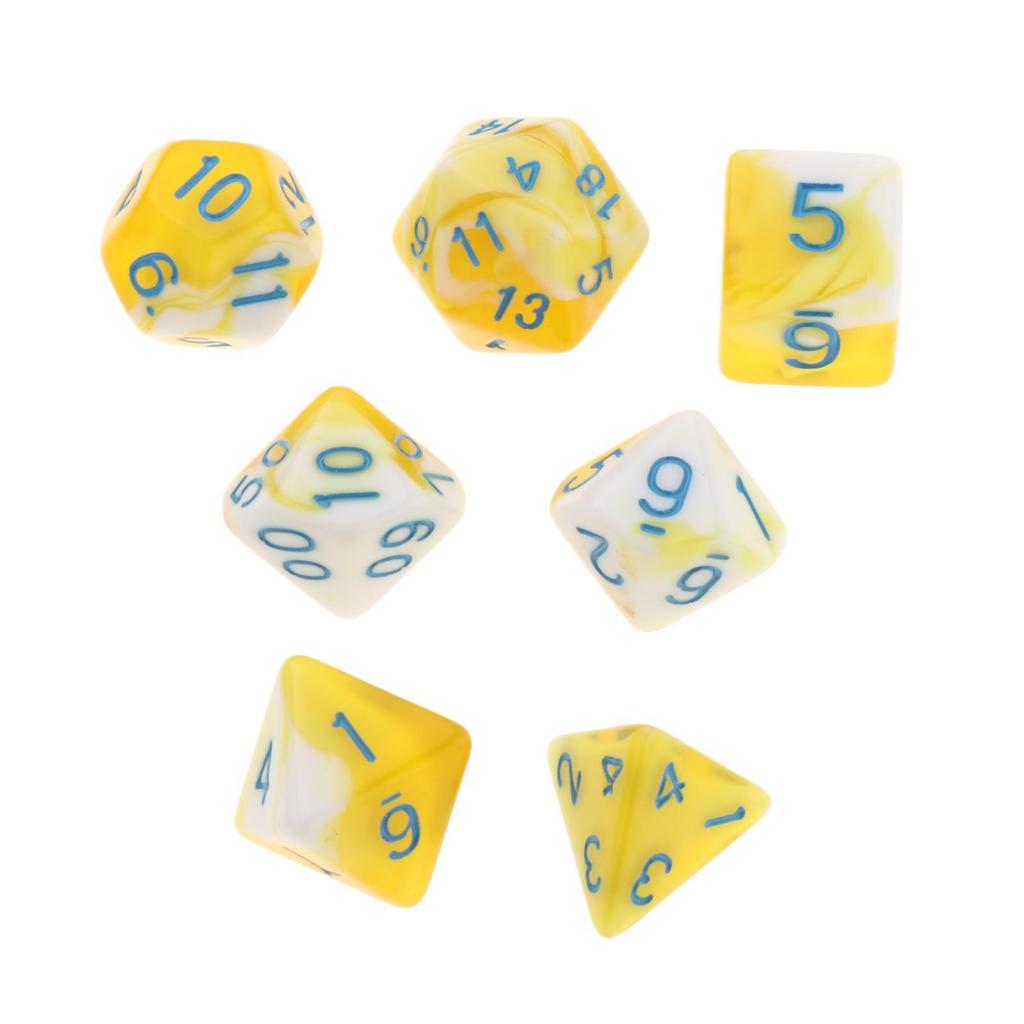 7pcs/set Double-Colors Acrylic Polyhedral Dice Set D8 D10 D10% D12 D20 for Board Games Family Games RPG