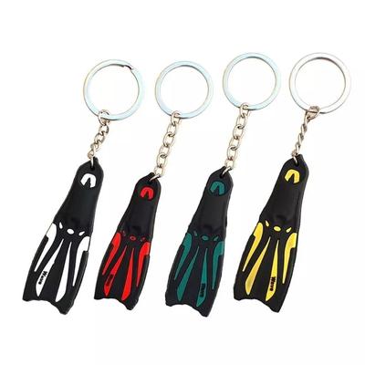 1Piece Silicone Diving Flippers Keychain Silicone Diver Fin Keyring Elegant Key Holder Ocean Theme Accessory 13cm