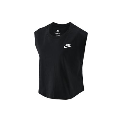 Roupa Esportiva Logotipo Sólido Regata Sem Mangas Gola Careca Feminina Tops Preto FB8226-010