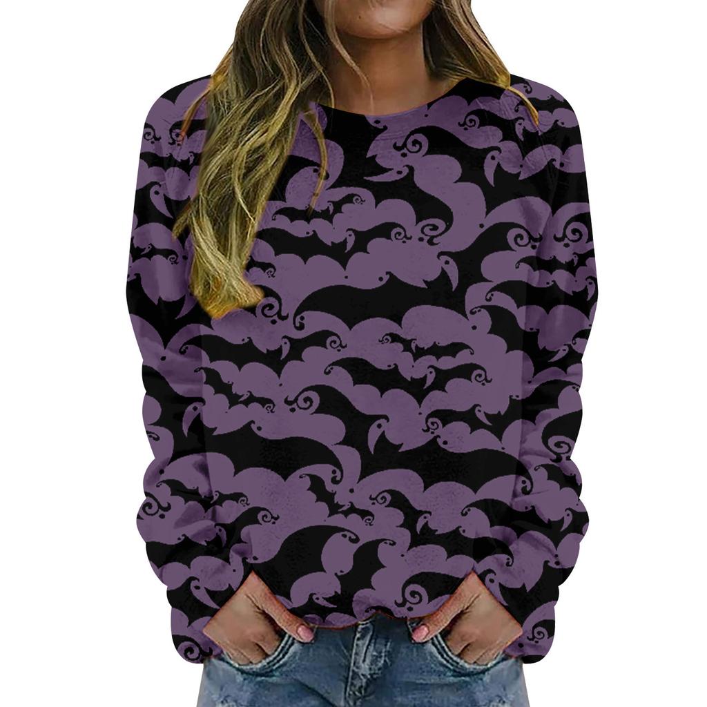 Autumn and winter new women's clothing 3D digital printing fashion casual personality crew neck long sleeve Halloween sweater