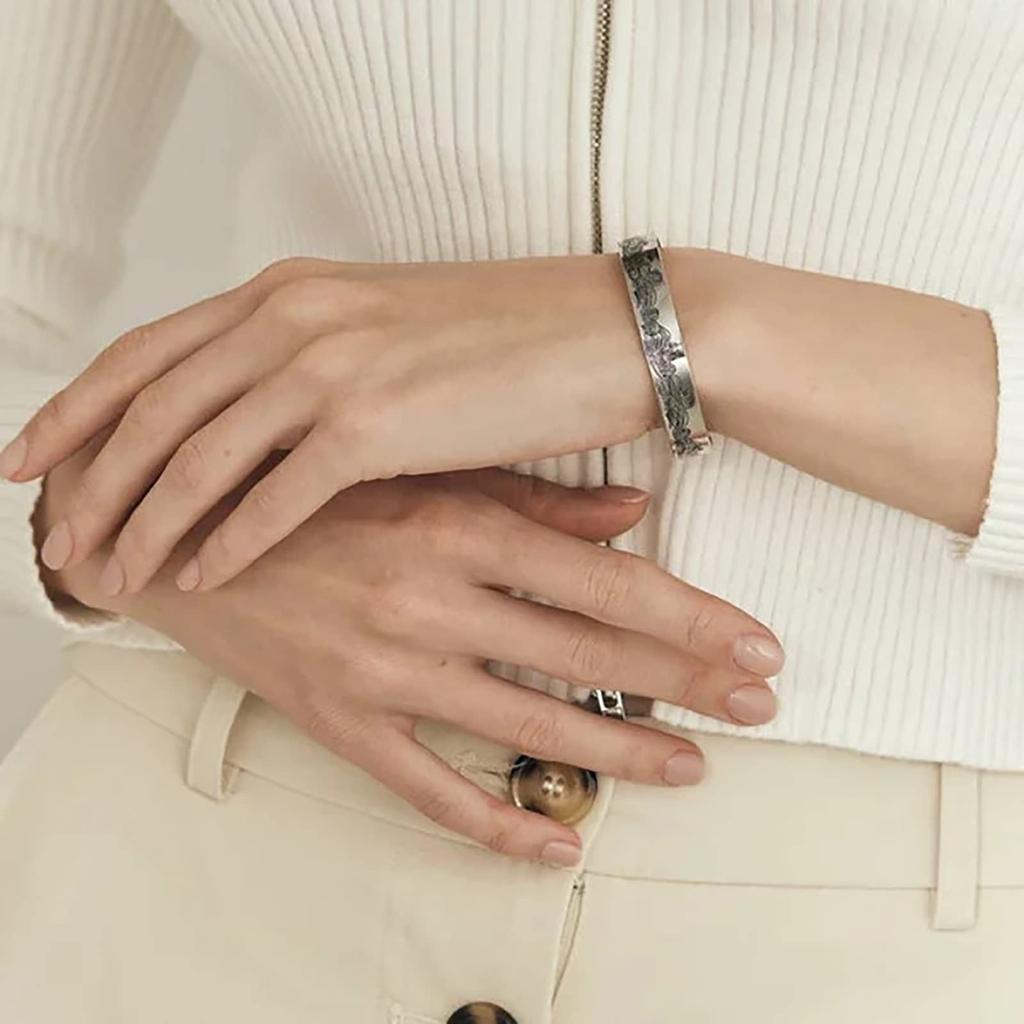 Bransoletka pamiątkowa dla mojego męża / krewnych ze stali nierdzewnej Bransoletka mankietowa z grawerowaną falą pamiątkową