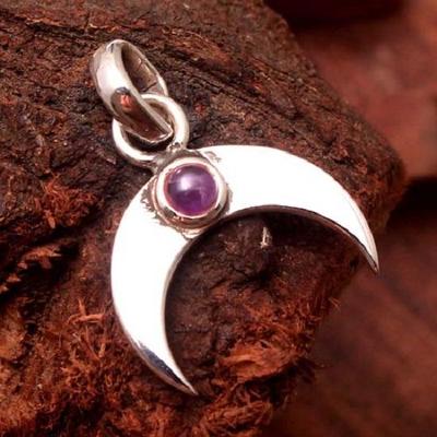 Reiki Pendant, Silver Pendant, Moon Pendant ,Amethyst Pendant 925 Sterling Silver Jewelry, Mother's Day Gift, Gemstone Pendant