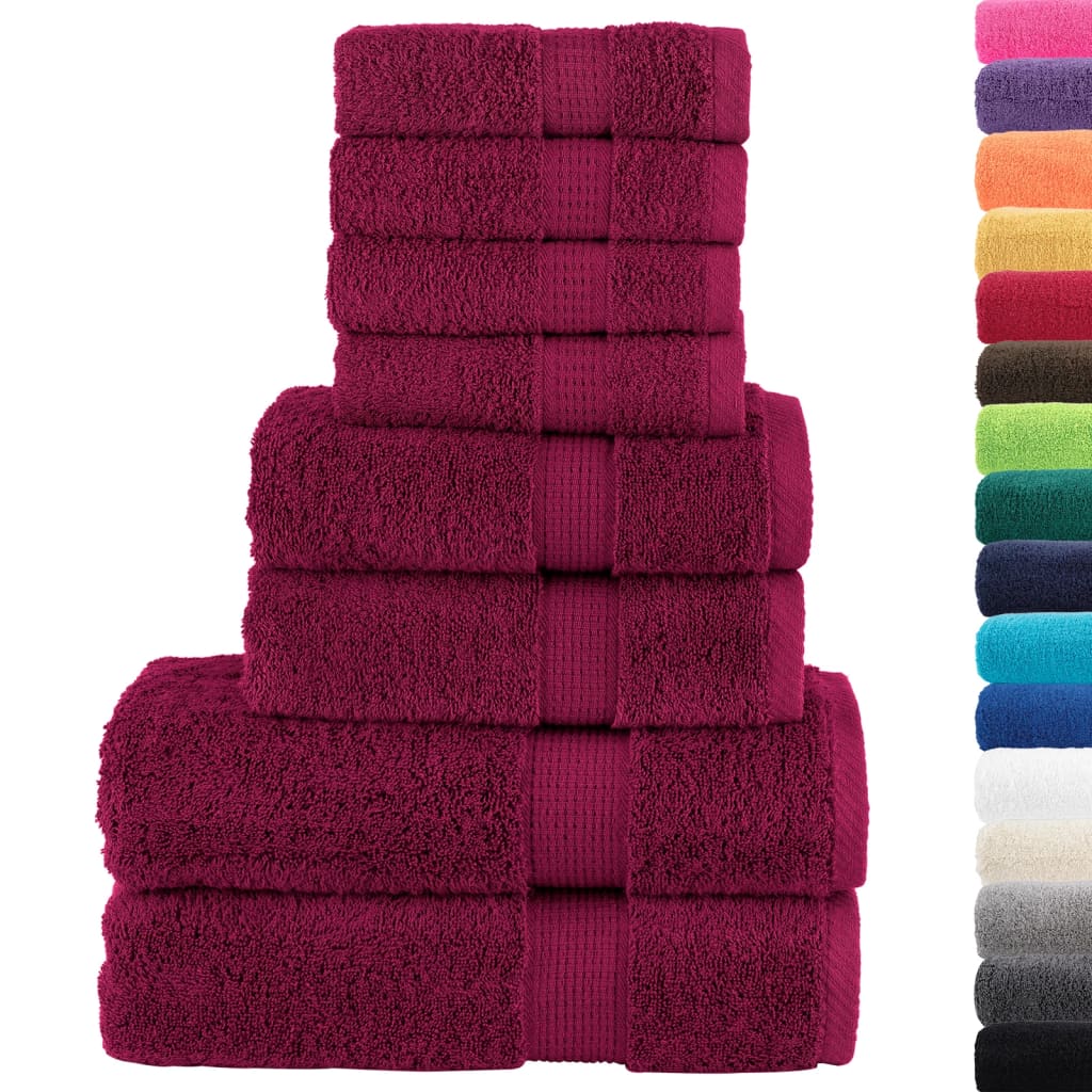 8 Piece Premium Towel Set SOLUND Bordeaux 600 G M²