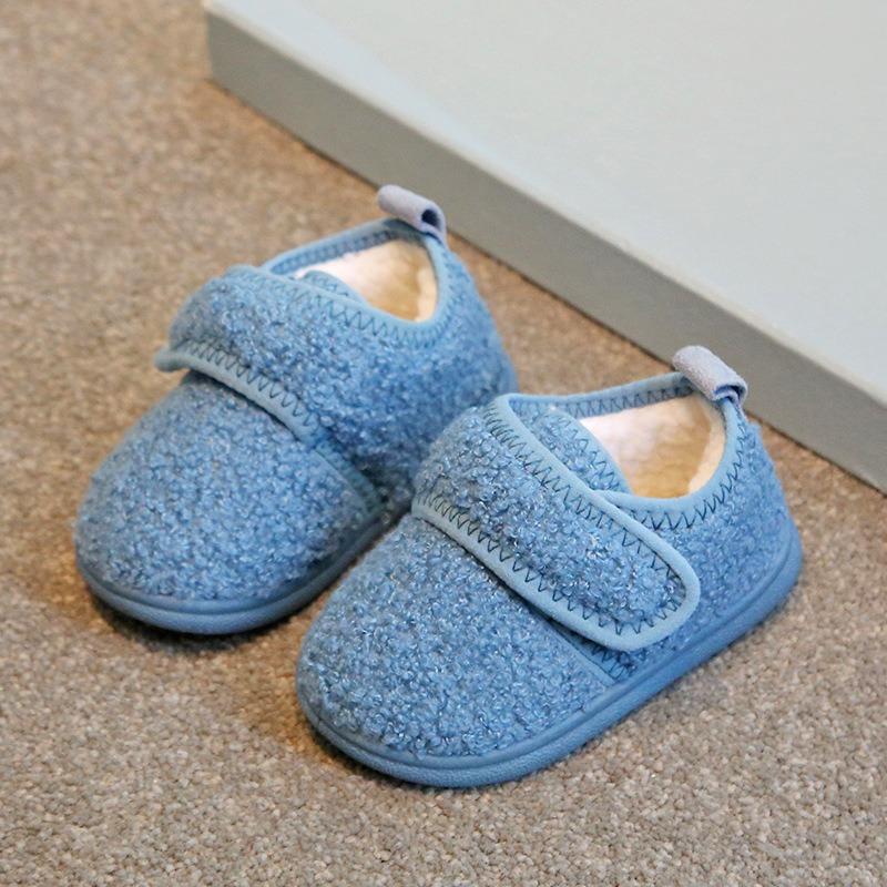 

Winter Children Snow Boots for Baby Girls Boys Plush Boots Outdoor Kids Home Shoes Soft Soled Anti Slip Infant Toddler Shoes 23 небо синє кольору
