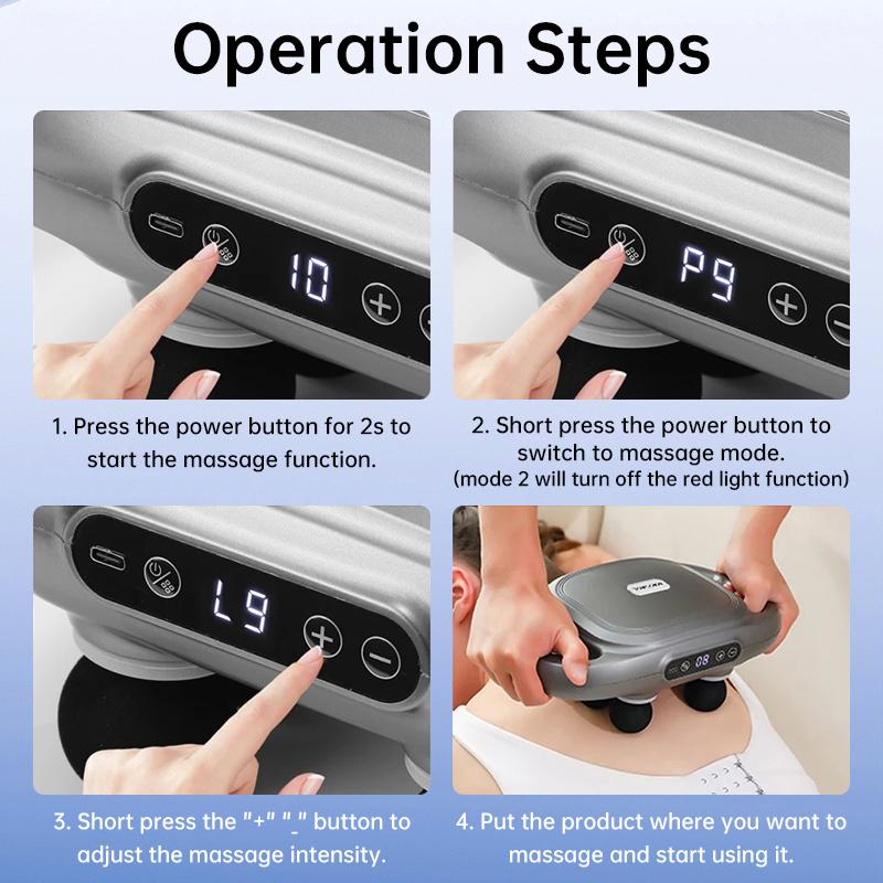 6-Head Fascia Gun High-Frequency Vibration Body Massage Relaxation High Frequency Back Massage Muscle Health Care Massager Gift