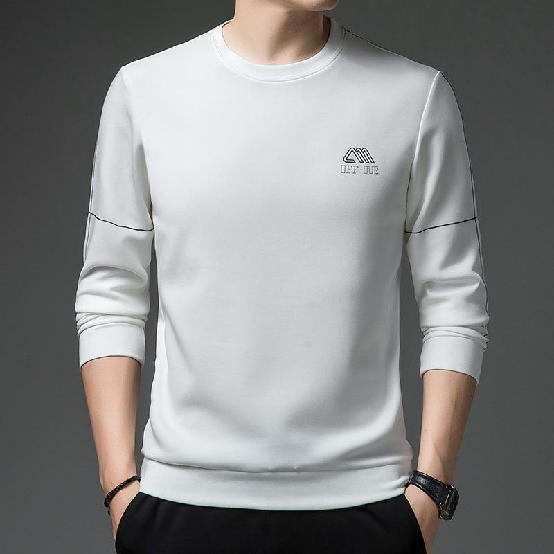 Pulover pentru bărbați noi de primăvară și toamnă, ocazional, tricou cu mâneci lungi, cu gât rotund, cămașă sport cu fundul