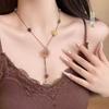 Retro ethnic style camellia handmade braided rope necklace antique high-end design collarbone chain niche personalized item decoration