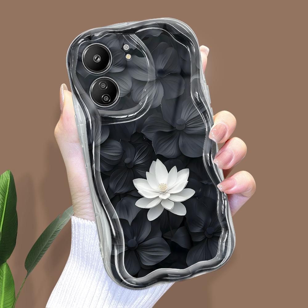 Roztomilý kreslený vzor krémová textura pouzdro vlnitý okraj měkký silikonový kryt pouzdro na telefon pro Xiaomi Redmi