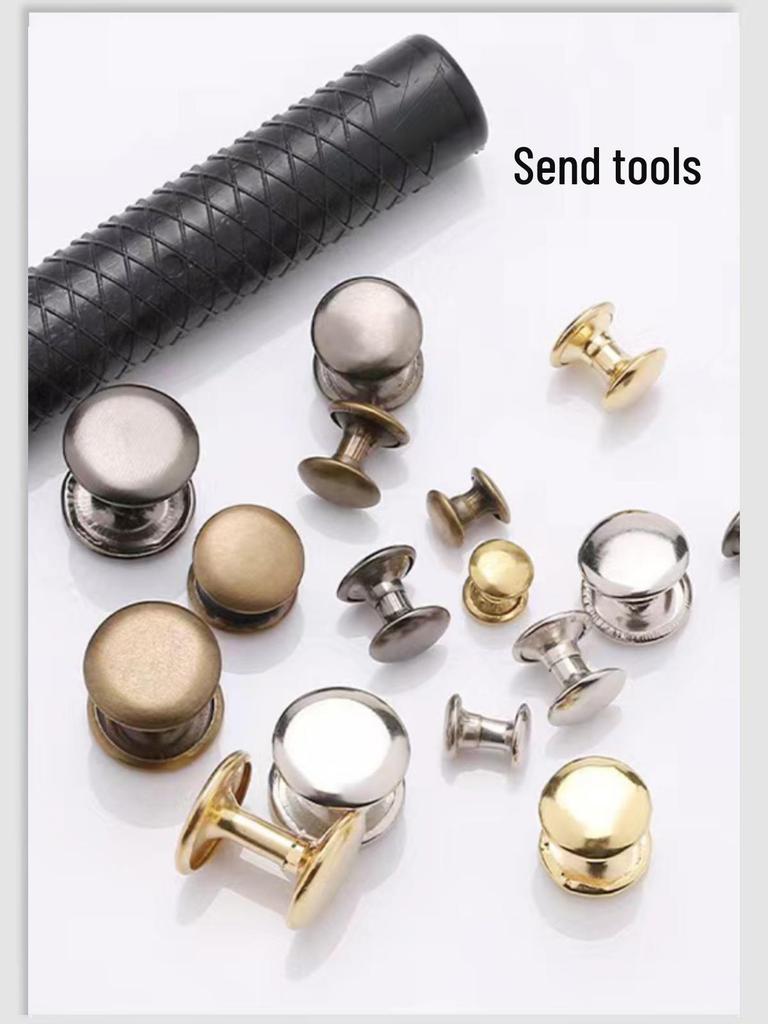 Double-Sided Leather Bag with Mother-Child Round Head Double Cap Rivets for DIY Clothing & Bag Accessories