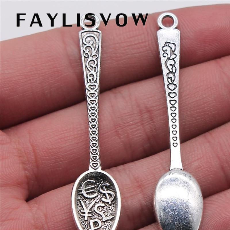 

4 шт./лот изготовление ювелирных изделий Diy ручной работы подвески античное серебро цвет 12x57 мм богатая ложка кулон 4PCS