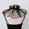 Eleganter Rüschen-Falschkragen Schal Transparenter Netz-Organza Abnehmbarer Kragen Vintage Schal Schulterwärmer für Viktorianische Blusen