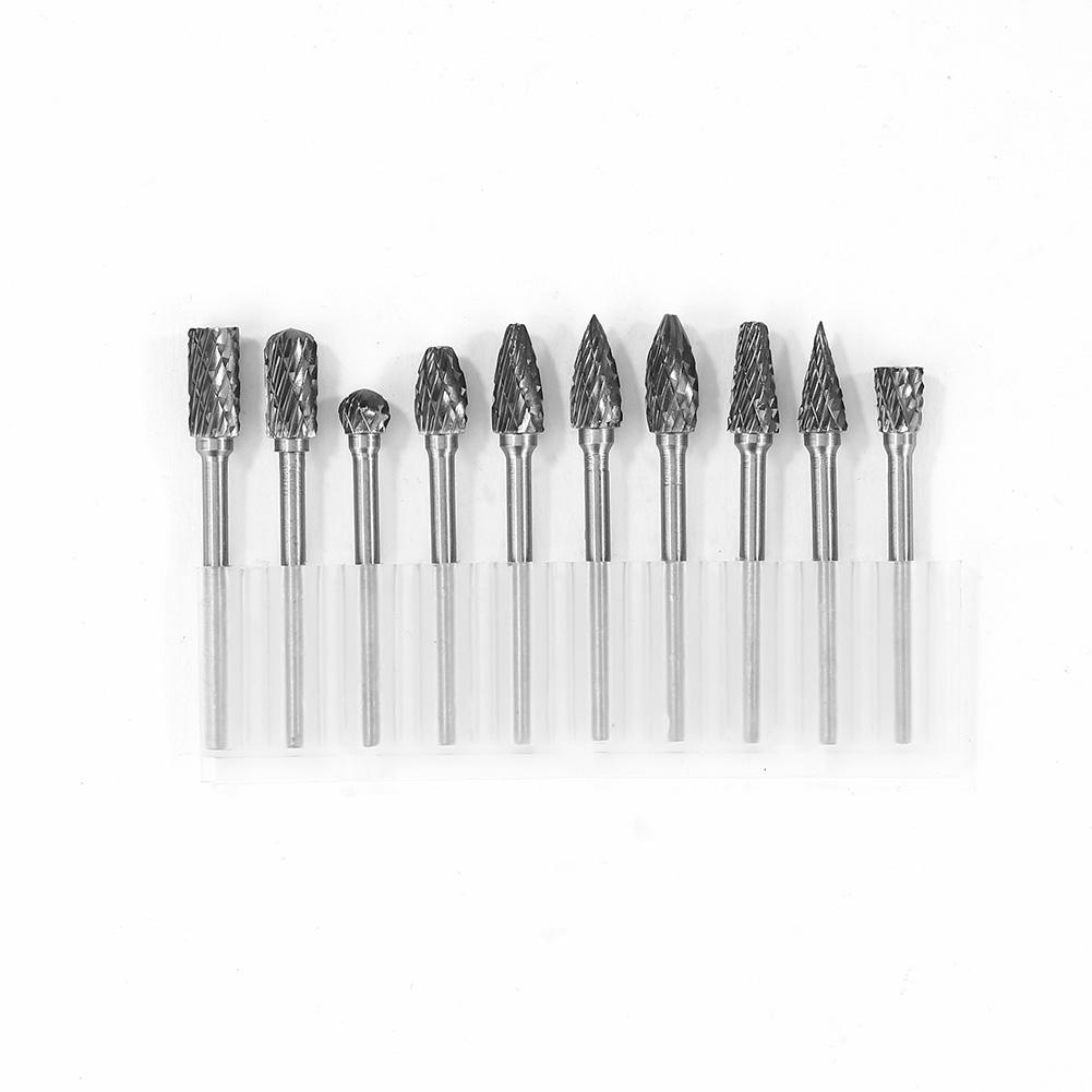 10 Stück Lange Fräser 1/8 Zoll Schaft Vollhartmetall Rotationsfräser Set für Metallschweißnähte Schnitzen Schneiden Gravieren Portieren