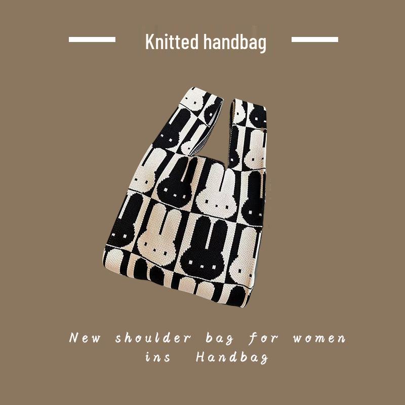 Trendy Women's Knitted Wool Bucket Handbag - Casual Tote & Lunch Box Bag