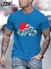 Japansk Solnedgång Vågor T-shirt För Män Sommar Casual Retro Kläder Bomull Trendig Mjuk T-shirt Unisex Rund Hals AllMatch Lös Topp