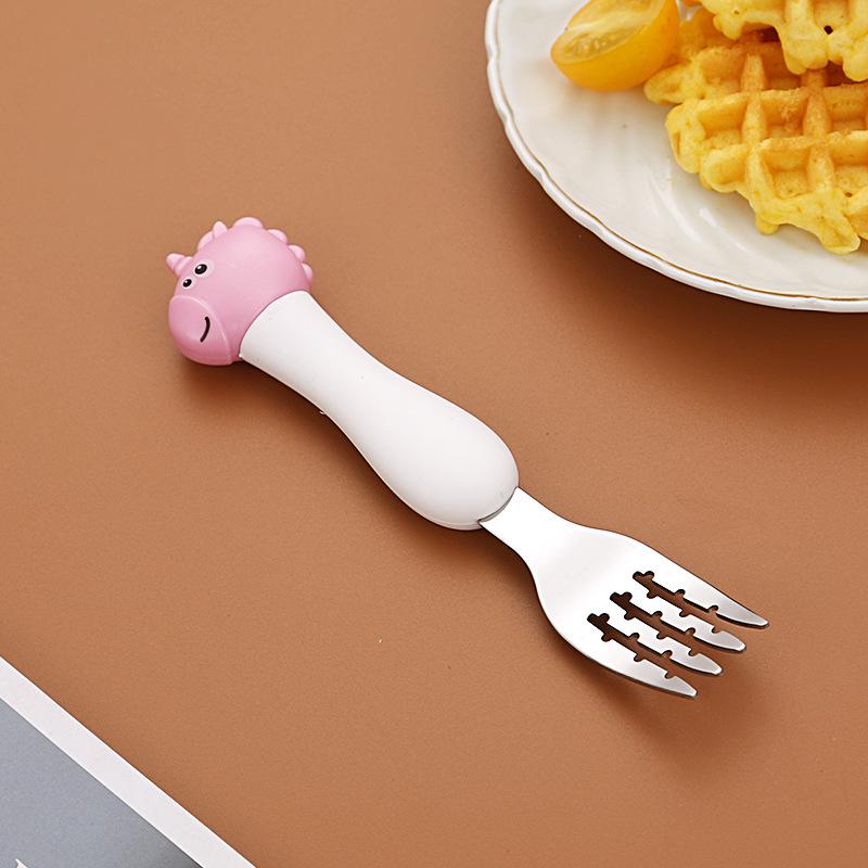 304 Stainless Steel Baby Tableware Set - Includes Spoon, Fork, Anti-Fall Cute Cartoon Chopsticks for Kids
