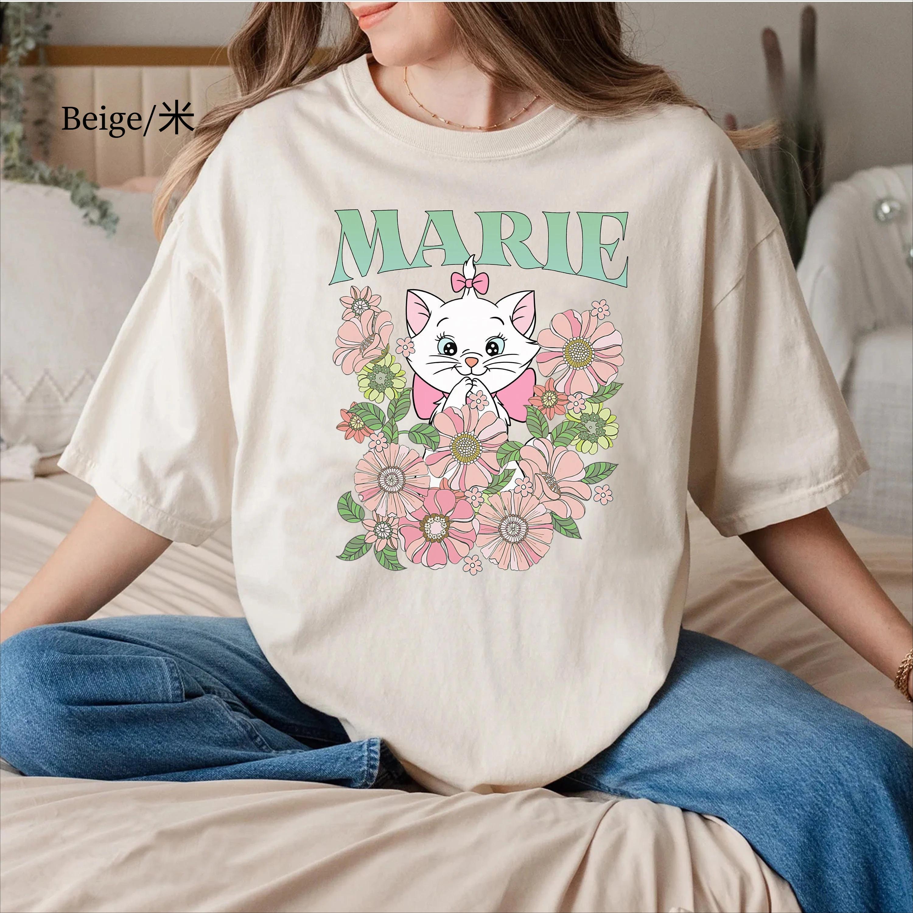 Cute Disney 90s Style Floral Marie Portrait Shirt Disney Aristocats Shirt Family Vacation Shirt Disney Movie Shirt S