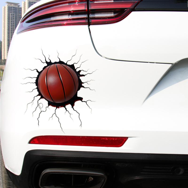 Tennis Basketball Bear Crack 3D Car Stickers Waterproof Decals Truck SUV Bumper Window Decor Cover Scratches Auto Accessories
