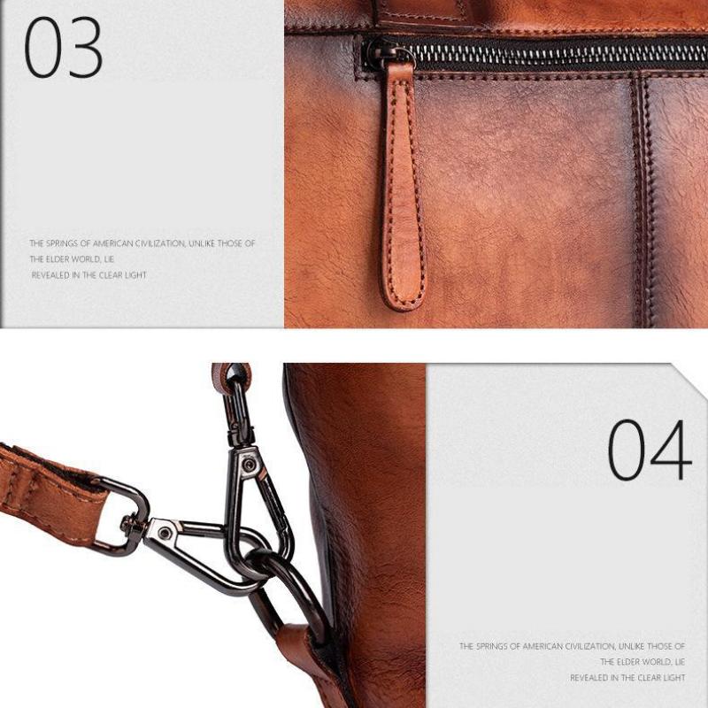 Johnature Retro dameveske ekte skinn damehåndveske Naturlig mykt kuskinn Håndmalte skuldervesker med stor kapasitet