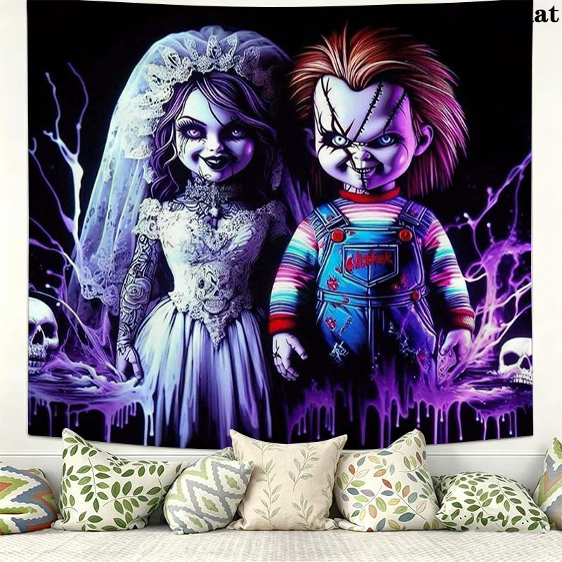 Chucky Wall Tapestry Aesthetic Wall Hanging Printed Fabric Blanket Decorative Tapestries for Bedroom Living Room Home Decor