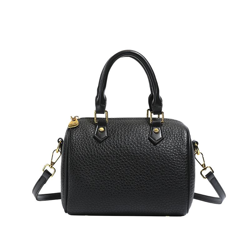 Bag women's new lychee pattern contrasting color pillow bag texture fashionable handbag shoulder messenger bag