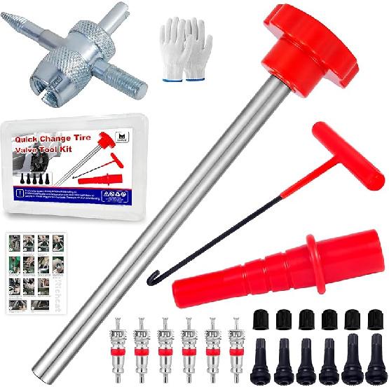 Quick Change Tire Valve Tool Kit,Tire Valve Stem Core Quickly Replacement Tool Kit,Perfect Tool For Replacing Leaky Valves In