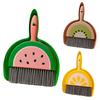 Small Broom Dustpan Set Fruit Themed Anti-scratch Desktop Crumb Sweeper Glass Piano Surfaces Fine Dust Debris Handheld Broom