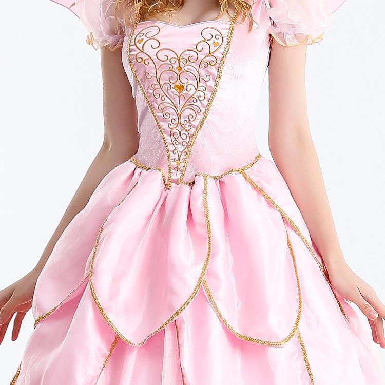 Beliebtes rosa Feengöttin Prinzessinnenkleid, Blumenfee Cosplay Kleidung, Halloween Kostüm Erwachsene