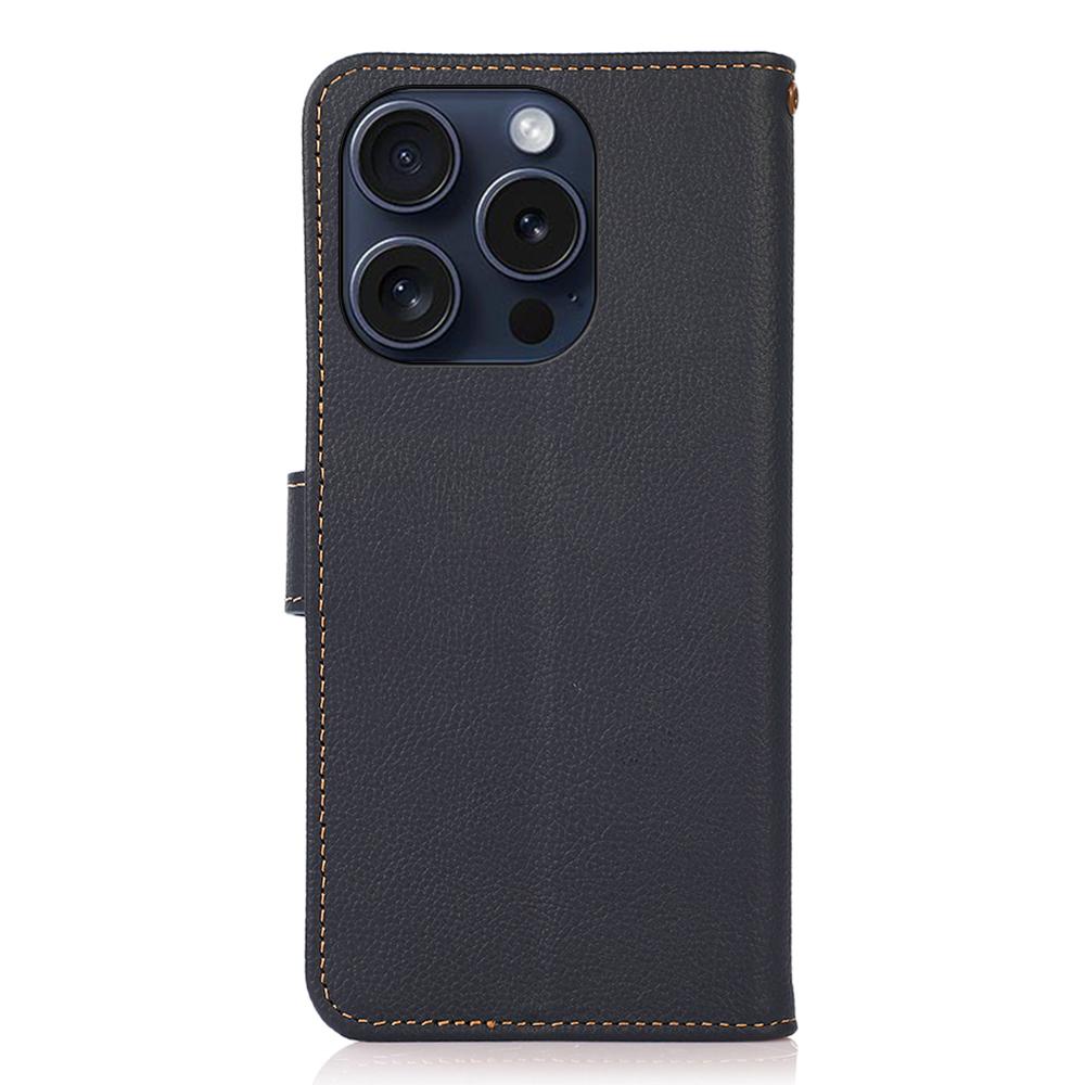 KHAZNEH For iPhone 16 Pro Max Wallet Case RFID Blocking Genuine Cow Leather Phone Cover