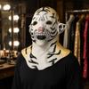 Vollkopf-Latex-Kostümmaske mit gestreiftem Tiergesicht, Nackenabdeckung, Augenöffnungen und offenem Mund für Mottoparty-Outfits und Fotoautomaten