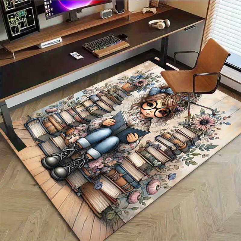 1PC girl books Extra Large Non Slip Floor carpet, Office, family, bedroom, Studio Large Area Rug Indoor Rugs